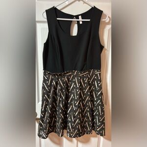 Black and Gold Patterned Dress